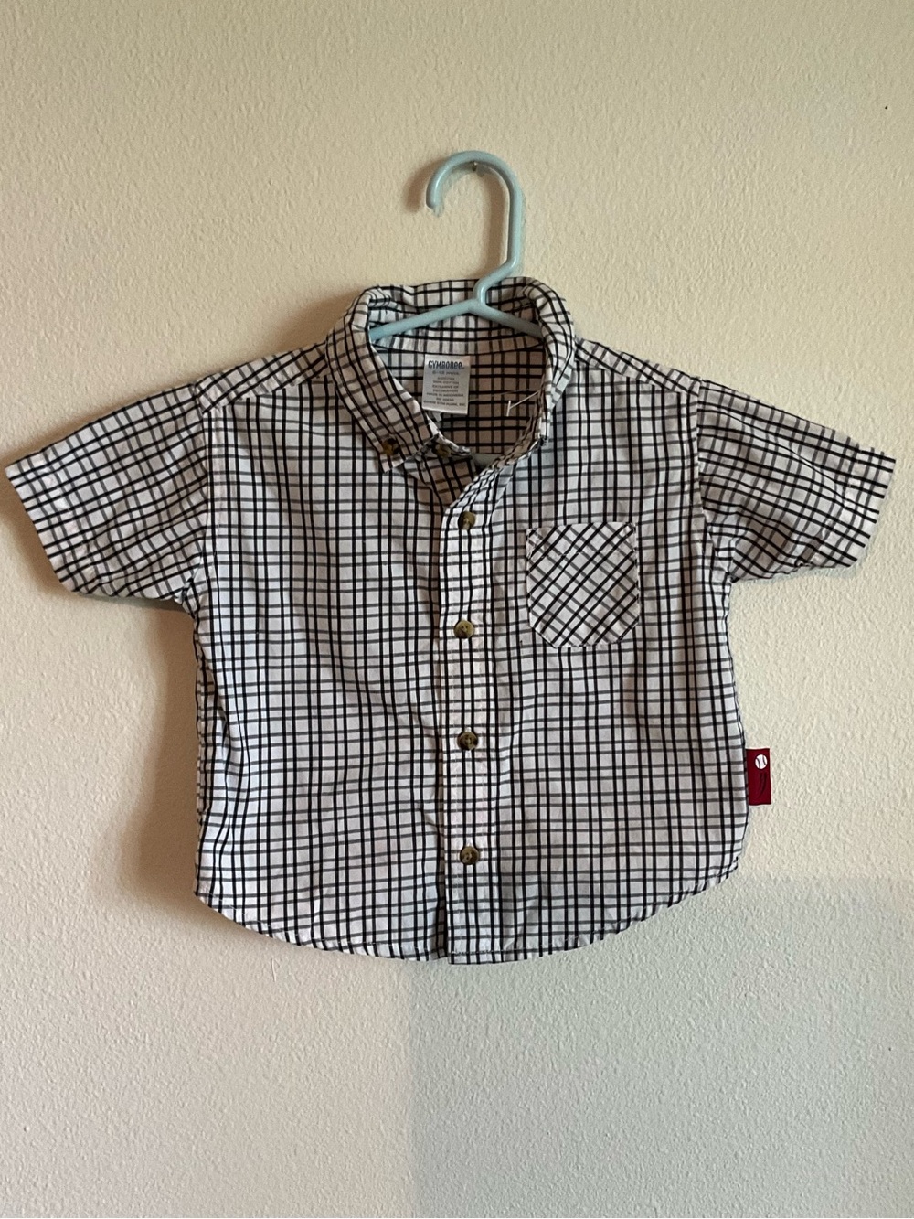 2005 Vintage Spring Training Gymboree Navy White Check Button-Down Shirt 6-12